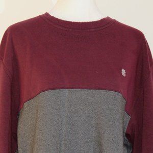 IZOD Advantage Performance Stretch Long Sleeve Gray & Burgundy Shirt Size L C825